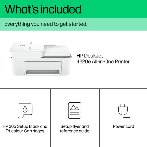 HP DeskJet 4220e All-in-one Color -mustesuihkumonitoimitulostin, valkoinen