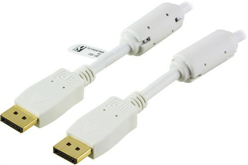 Deltaco DisplayPort &ndash; DisplayPort 1.2 -kaapeli, 2 m, Valkoinen