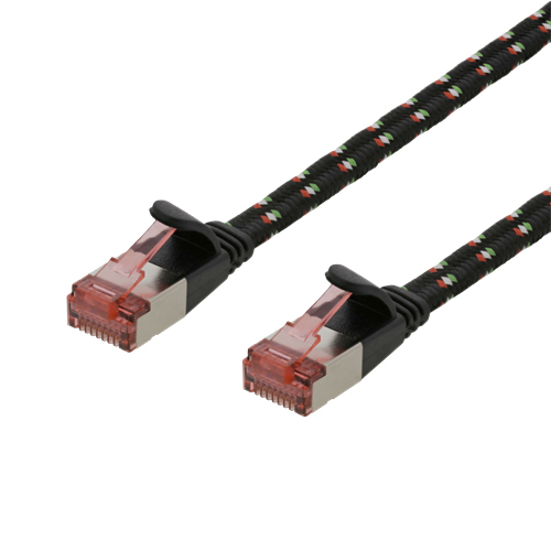 Deltaco Cat6a U/FTP - network cable, 2 m, Flat, Black