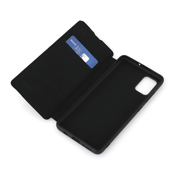 Wave Ultra Slim Book Case, Samsung Galaxy A51 -suojakotelo, musta