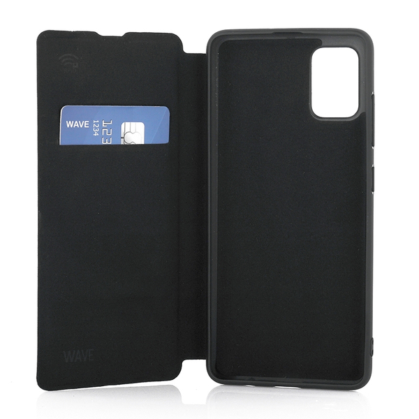 Wave Ultra Slim Book Case, Samsung Galaxy A51 -suojakotelo, musta