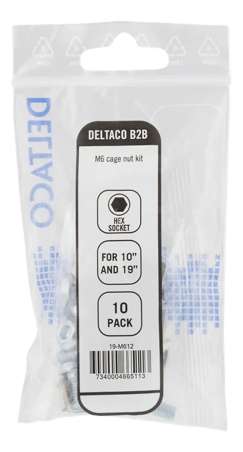 DELTACO, M6 skruvsats, stjärn/spår (brickor + skruvar + muttrar) 10-pa
