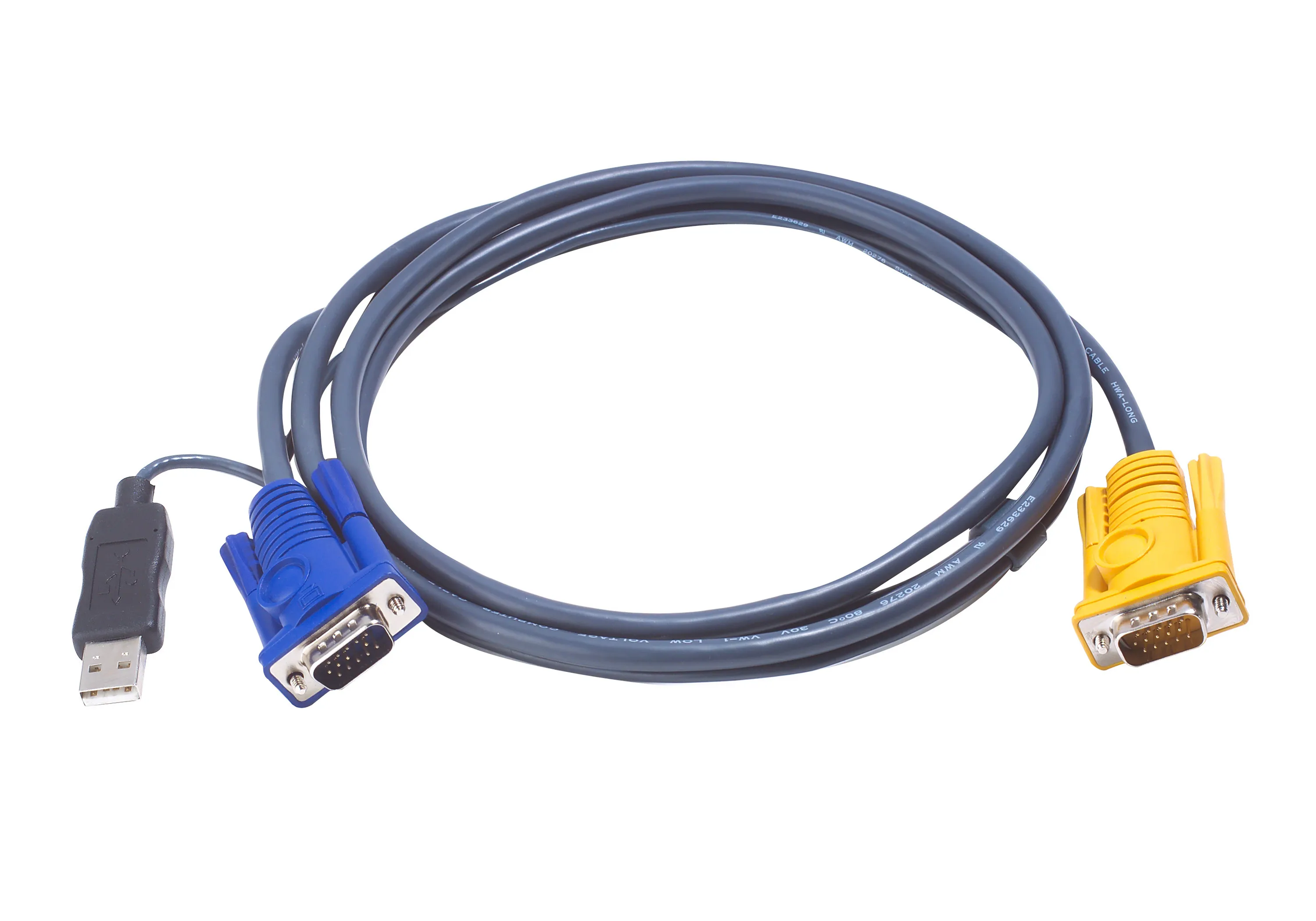 ATEN, KVM-kablage, SPHD15 ha till HD15 ha & USB Typ A ha, 2m