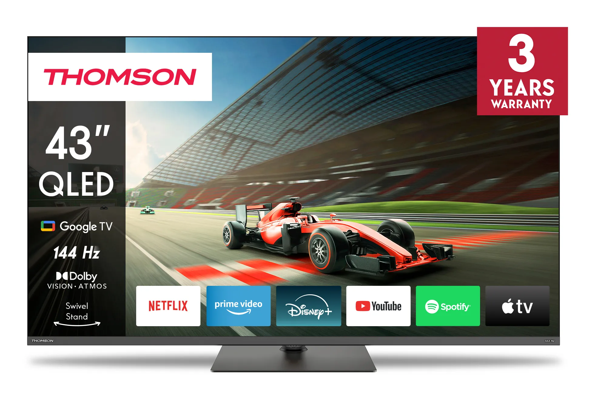 Thomson QLED Pro 43" 4K Google TV, 144 Hz, HDR10, Dolby Vision, harmaa Thomson QLED Pro 43" 4K Google TV, 144 Hz, HDR10, Dolby Vision, harmaa