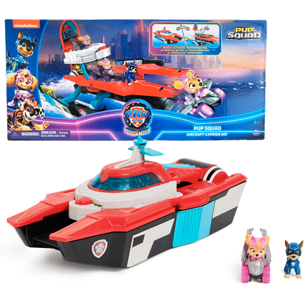Spin Master Paw Patrol: The Mighty Movie, Pup Squad Mini Marine Headquarters Playset, Toy Vehicle (with Skye Toy Car and Chase Toy Figure)