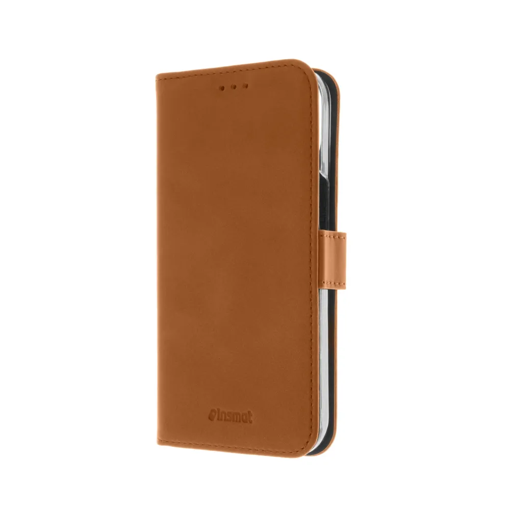 Insmat Premium Flip Case, iPhone 15 Pro Max - plånboksfodral, Brun