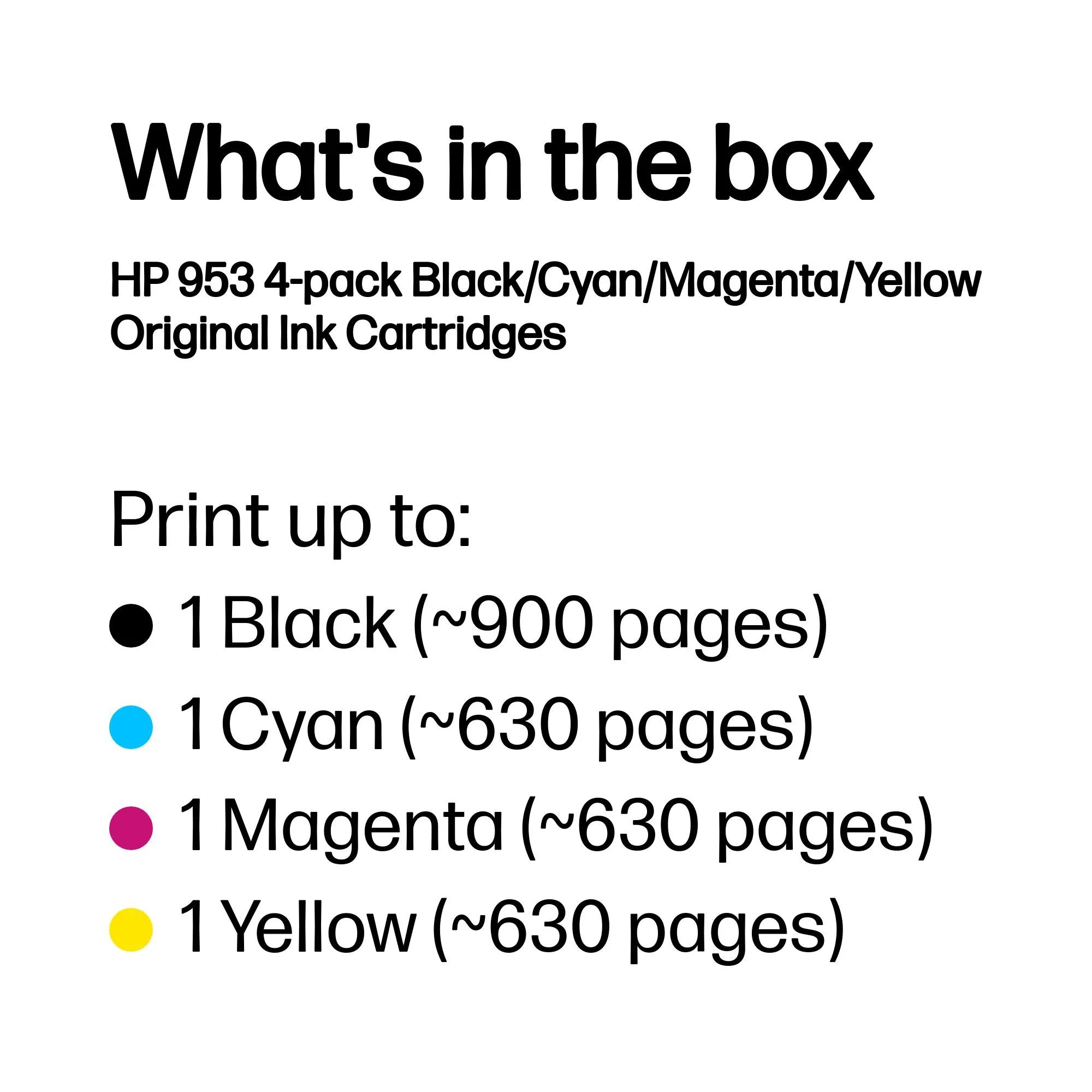 HP 953 Ink cartridge kit, Black/Cyan/Magenta/Yellow, 4 pcs