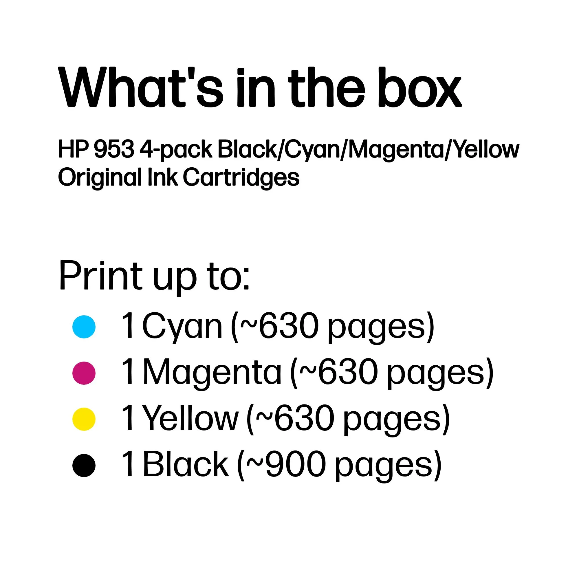 HP 953 Ink cartridge kit, Black/Cyan/Magenta/Yellow, 4 pcs