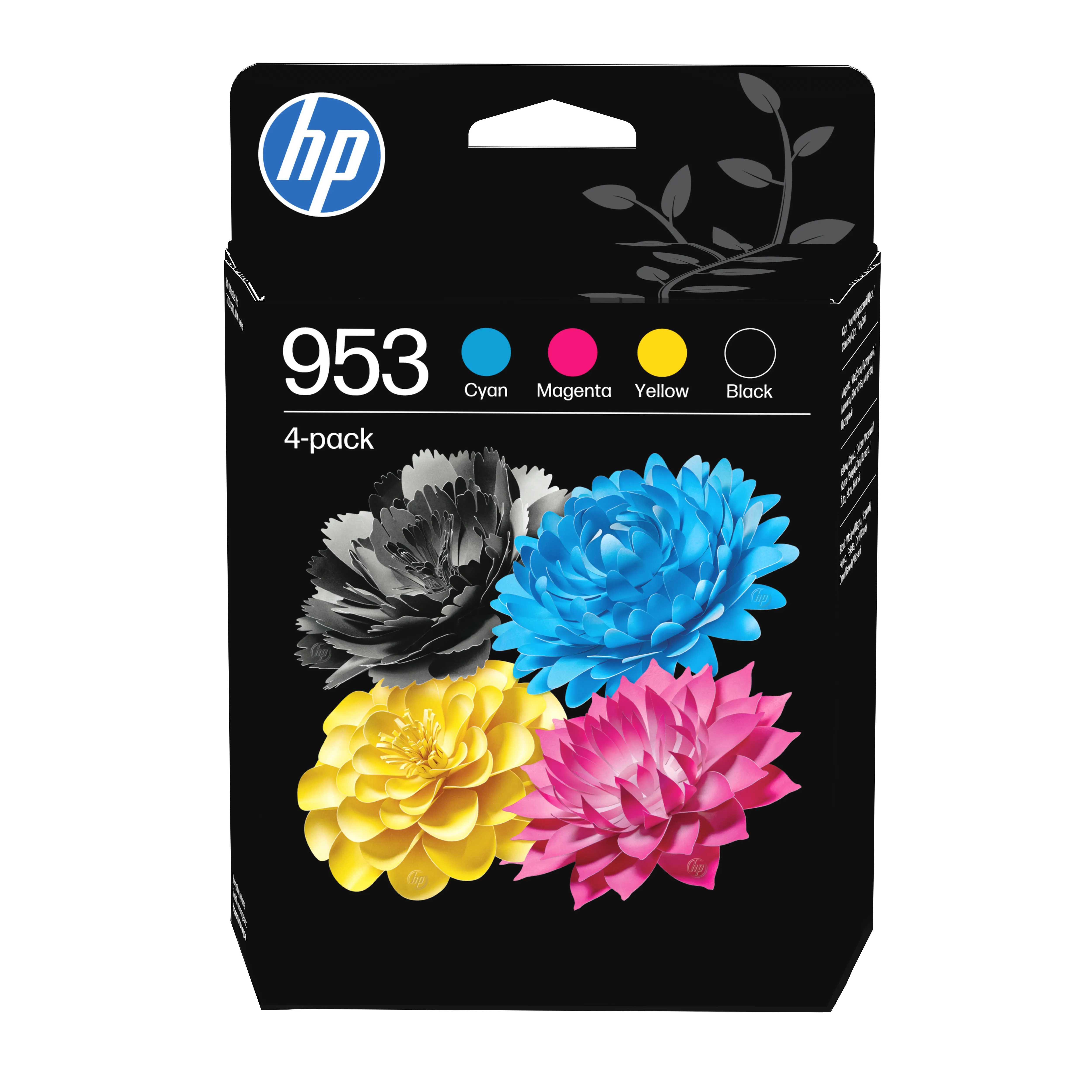 HP 953 kit med bl&auml;ckpatroner, svart/cyan/magenta/gul, 4 st