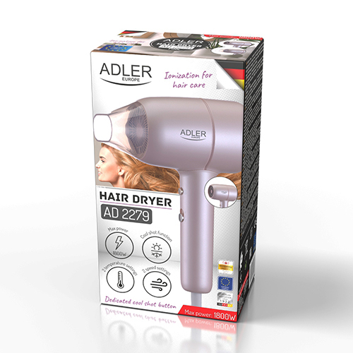 ADLER AD 2279p Ionic 1800W Hair Dryer, Pink