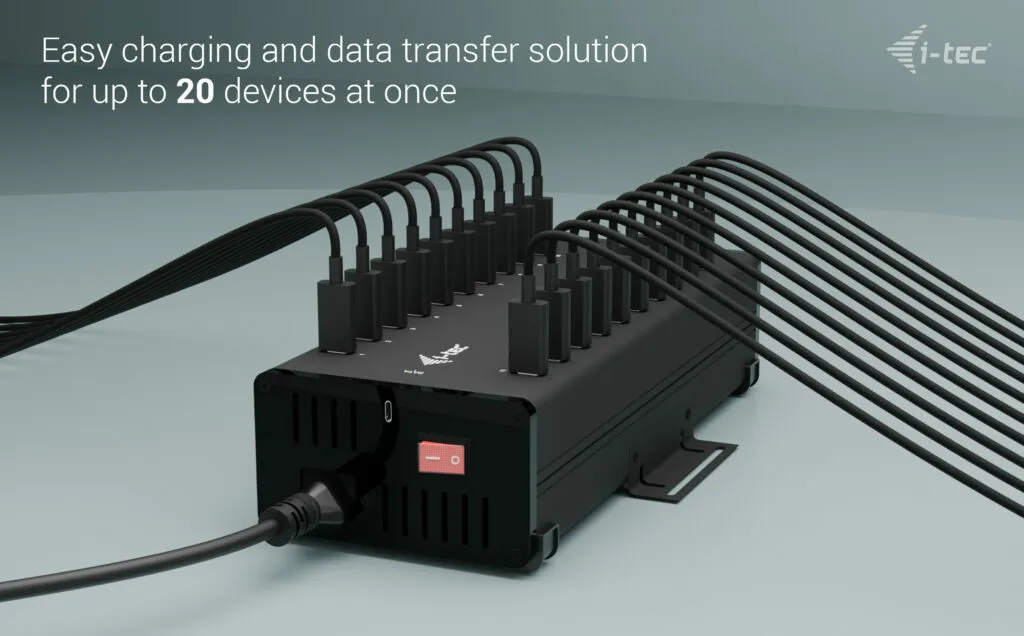 I-Tec 20xUSB-C 15W active w/360W power supply - charging hub