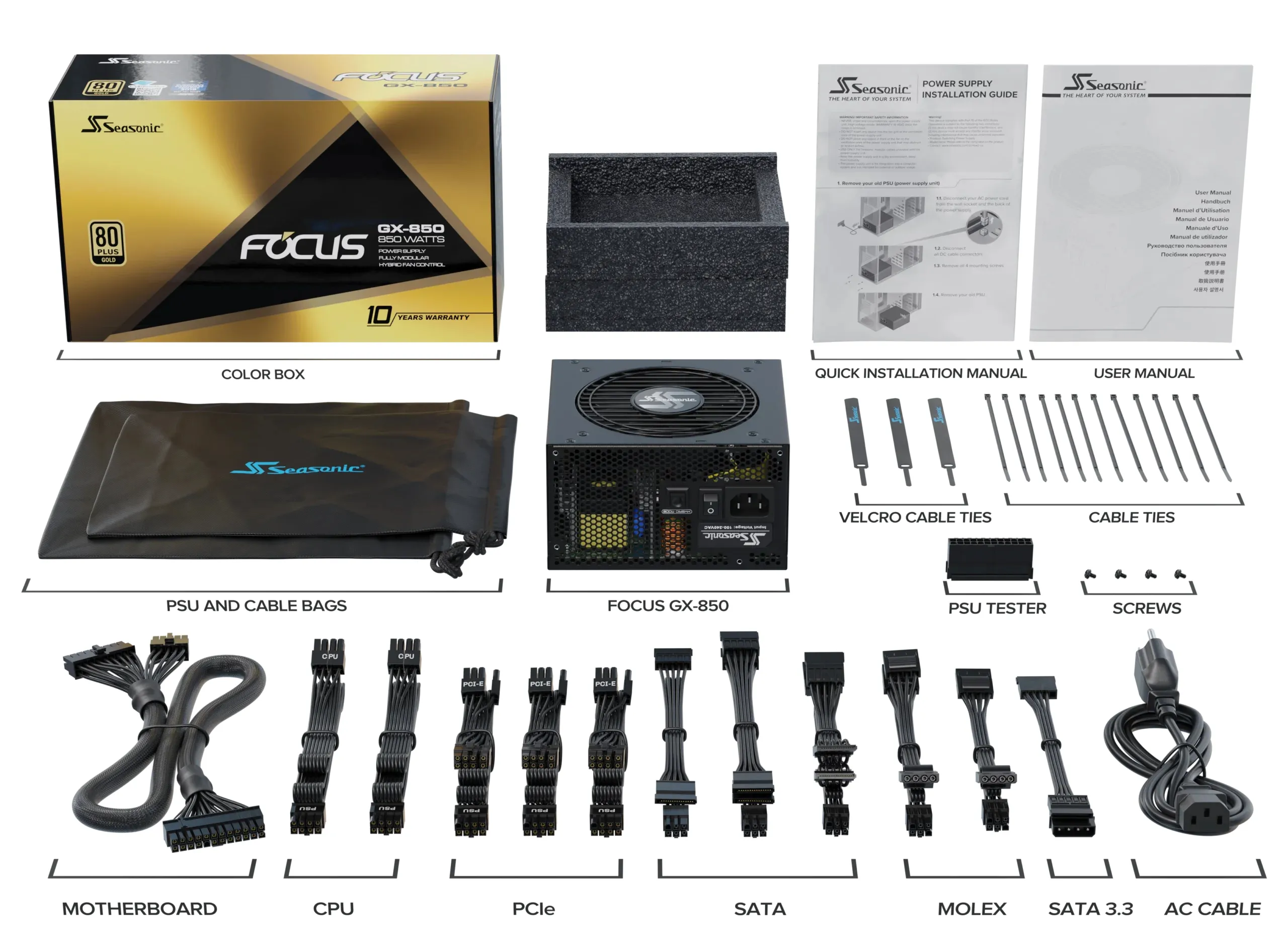 Seasonic Focus GX 850W ATX - power supply, 80 Plus Gold