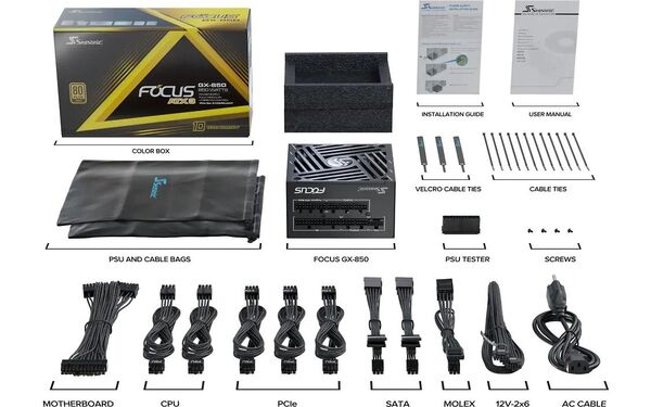 Seasonic FOCUS GX-850 V4 ATX 3.1 850W - PSU, 80 Plus Gold