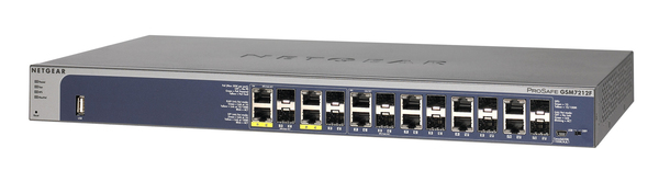 NETGEAR ProSAFE GSM7212F - Kytkin - L2+ - Hallinnoitu - 12 x combo Gigabit SFP + 4 x 10/100/1000 - ty&ouml;p&ouml;yt&auml;, r&auml;kkiin asennettava - PoE