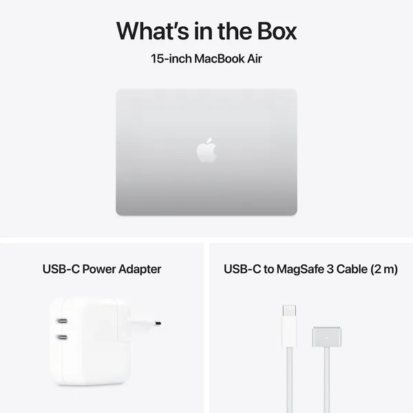 Apple MacBook Air 15&quot; M4 (10/10) 24 Gt, 512 Gt -kannettava, Hopea, MC6J4