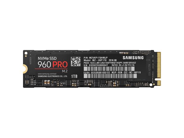 Samsung 1TB 960 PRO, PCIe, 3500/2100 MB/s -SSD-levy M.2