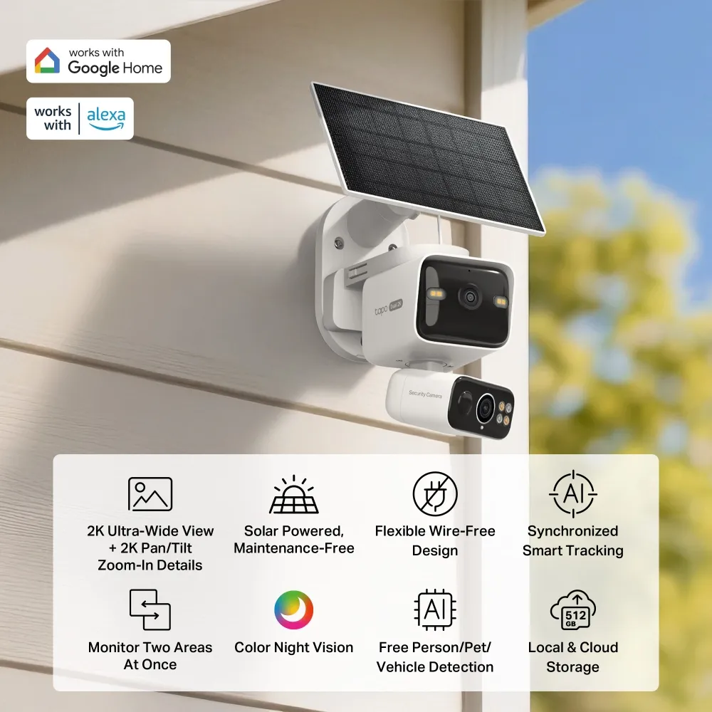 TP-LINK Solar-Powered Dual-Lens Pan/Tilt Security Camera Kit