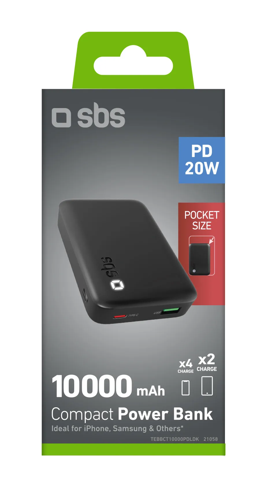 SBS 10000 mAh, 20W - powerbank, Black