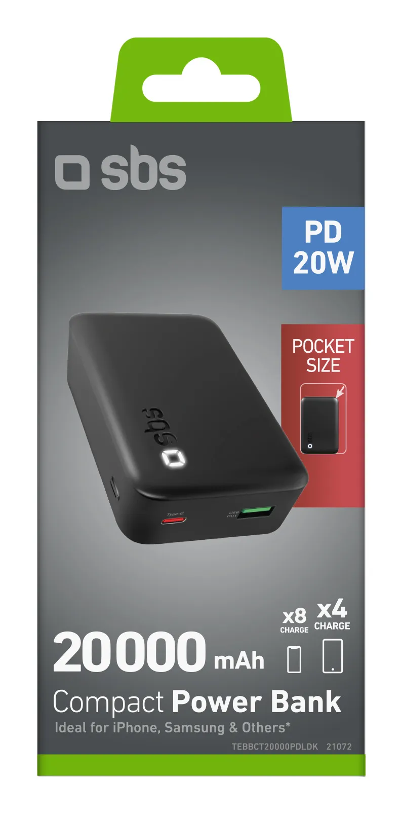 SBS 20000 mAh, 20W - powerbank, Black