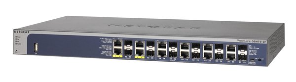 NETGEAR ProSAFE GSM7212F - Kytkin - L2+ - Hallinnoitu - 12 x combo Gigabit SFP + 4 x 10/100/1000 - ty&ouml;p&ouml;yt&auml;, r&auml;kkiin asennettava - PoE