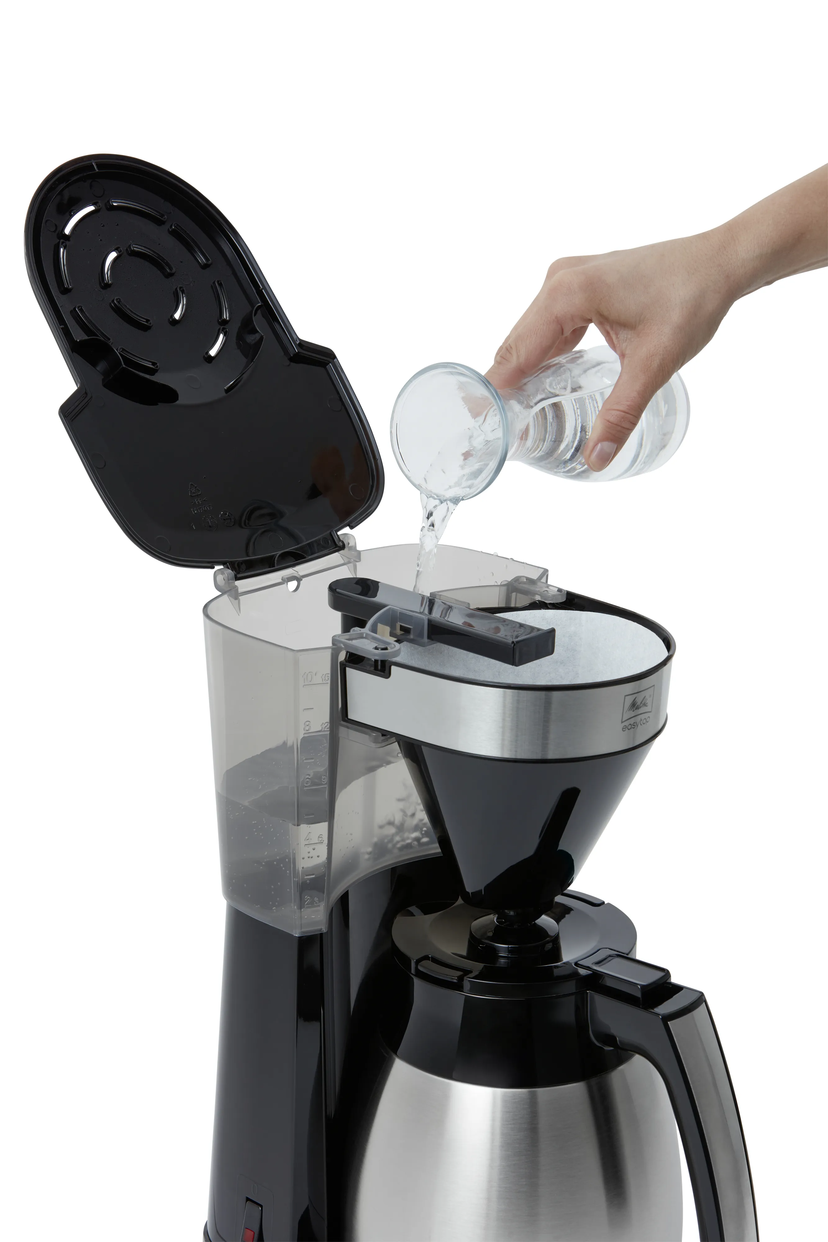 Melitta EasyTopII Therm - coffee maker, Black, Stainless steel