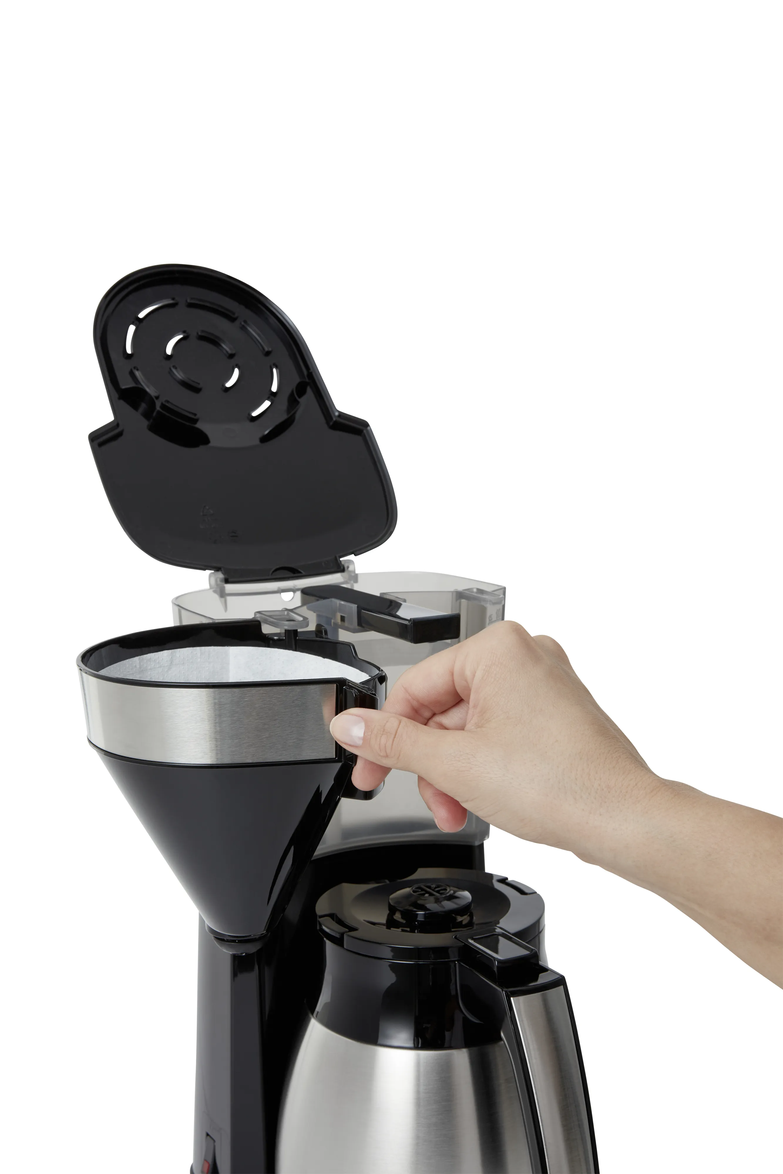 Melitta EasyTopII Therm - coffee maker, Black, Stainless steel