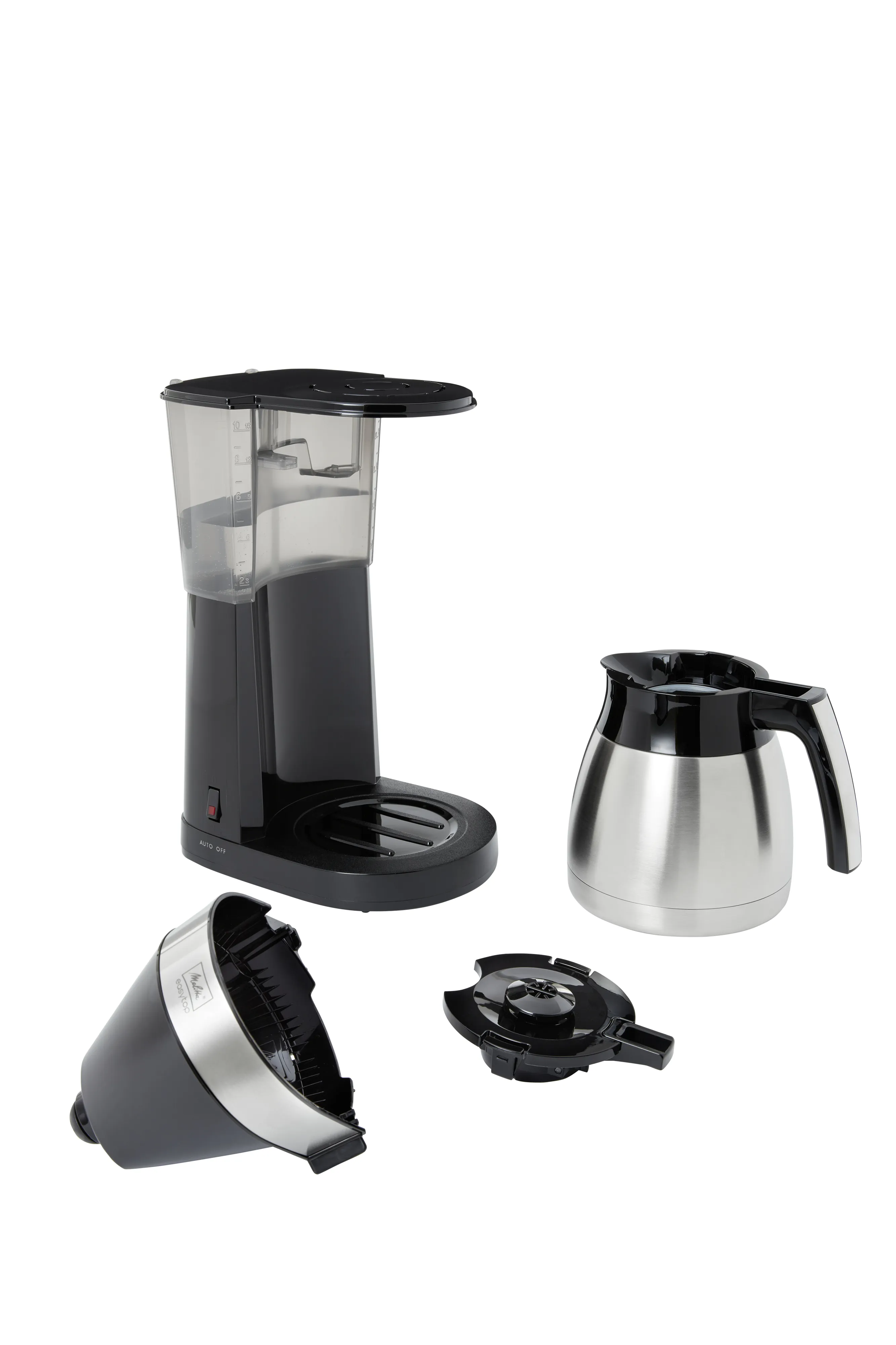 Melitta EasyTopII Therm - coffee maker, Black, Stainless steel