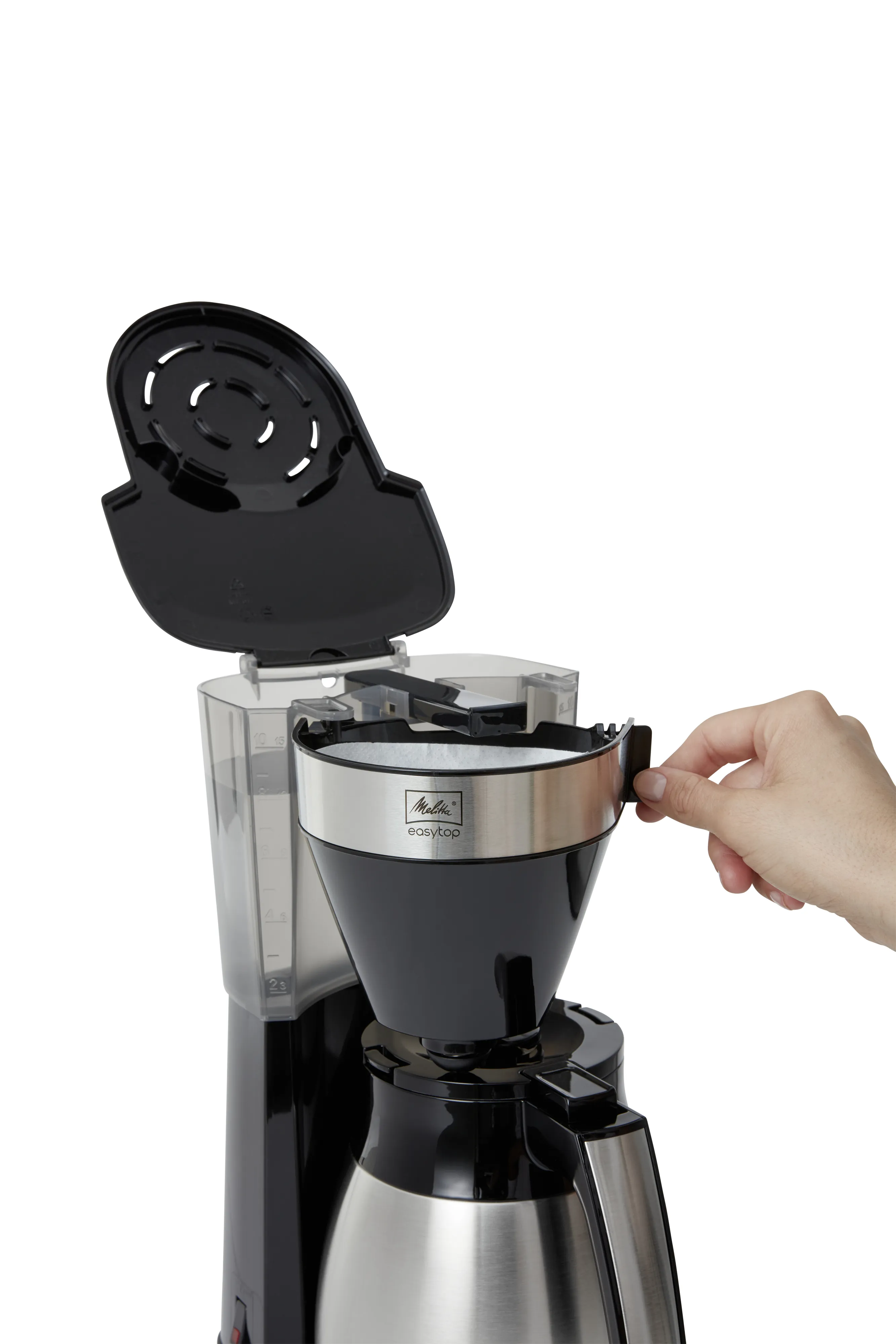 Melitta EasyTopII Therm - coffee maker, Black, Stainless steel