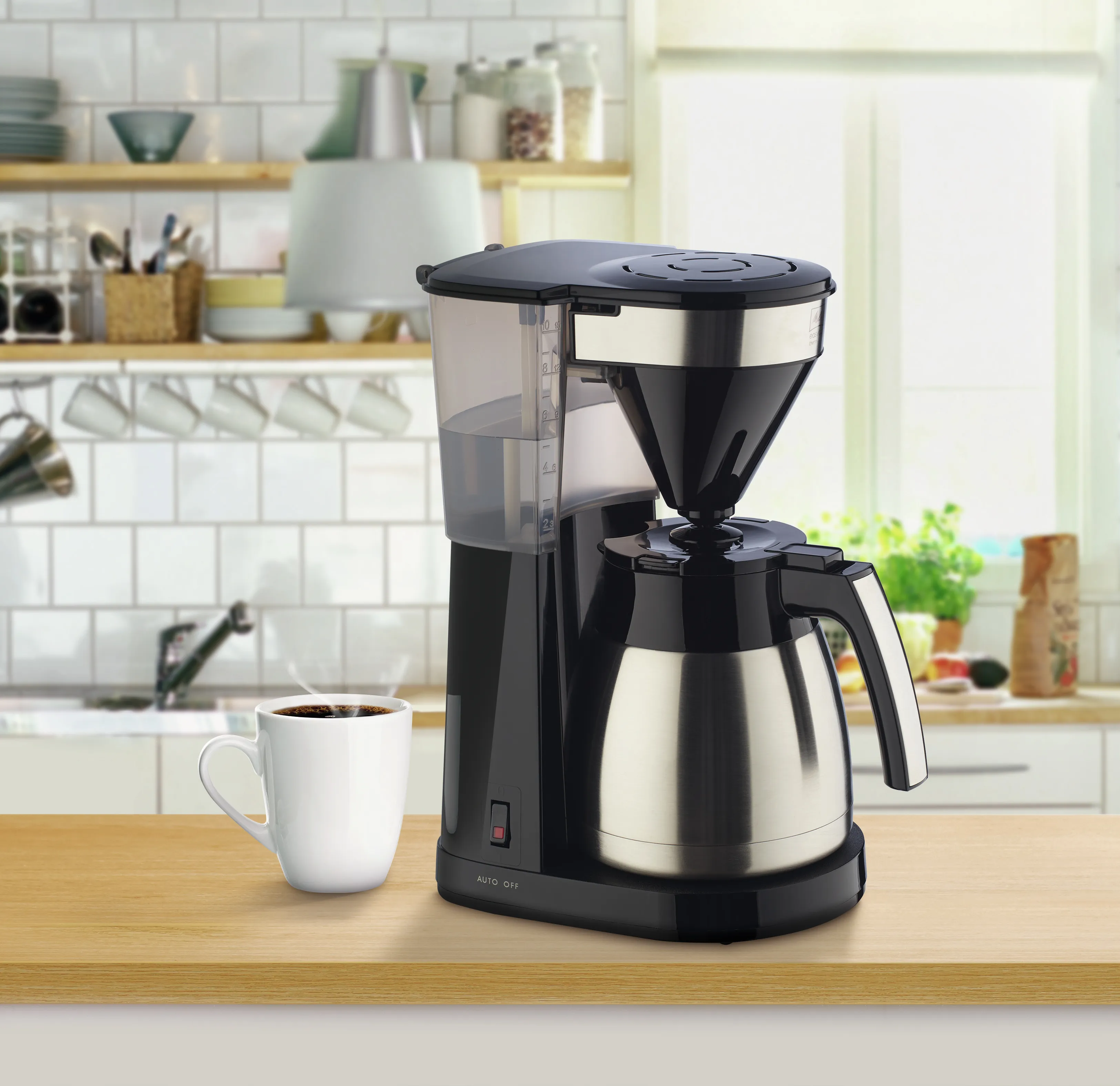 Melitta EasyTopII Therm - coffee maker, Black, Stainless steel