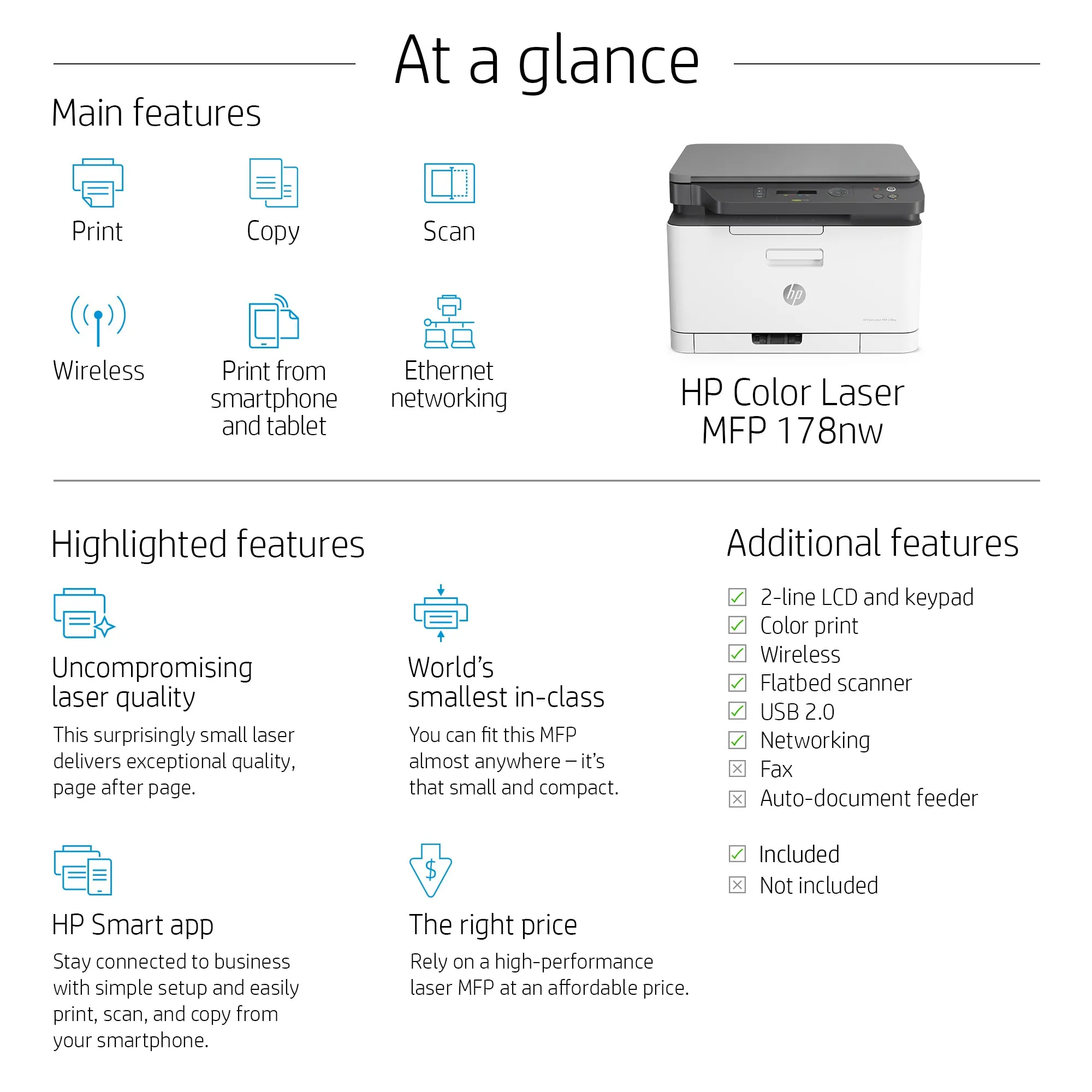 HP Color Laser MFP 178nw A4  - multifunktions f&auml;rglaserskrivare
