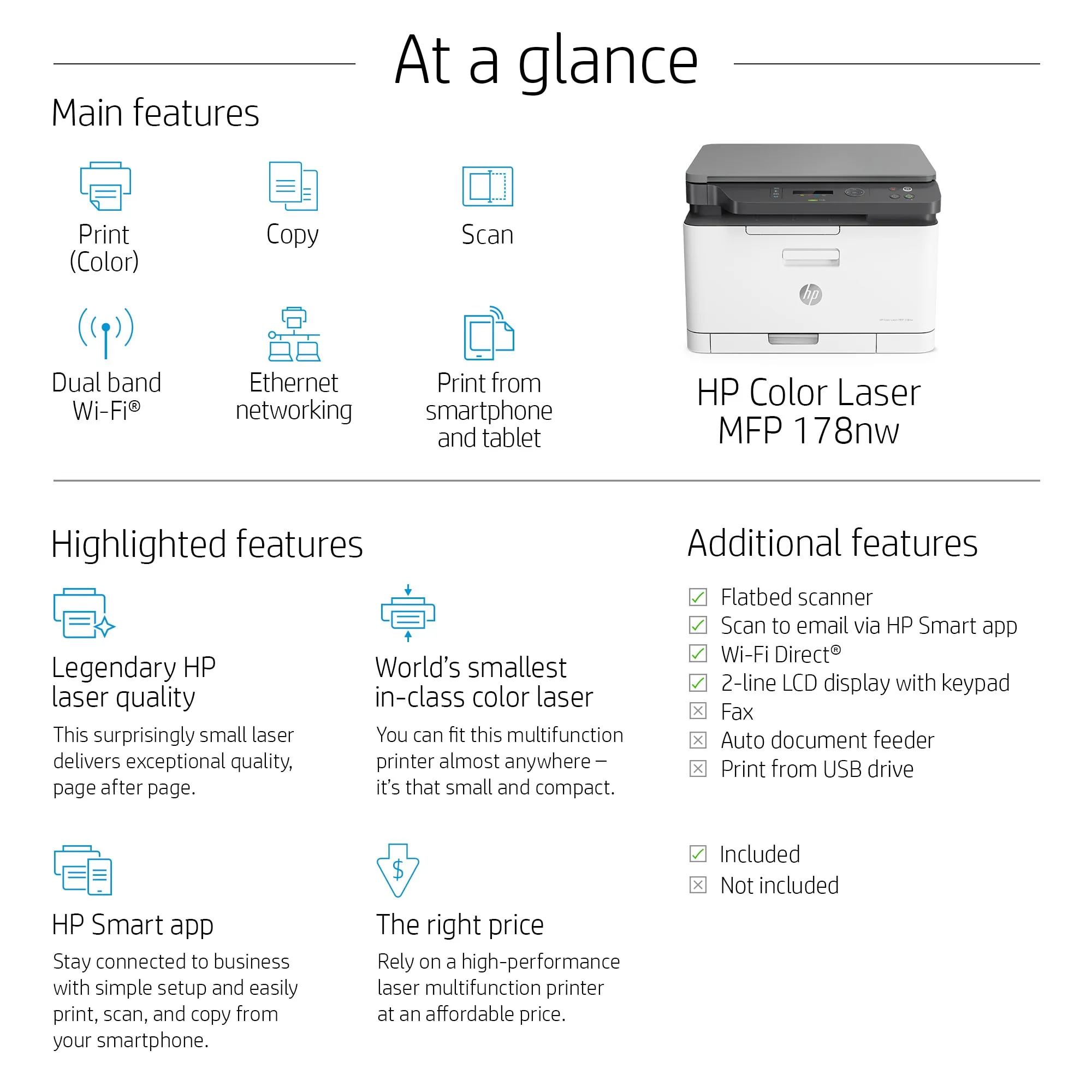 HP Color Laser MFP 178nw A4  - multifunktions f&auml;rglaserskrivare