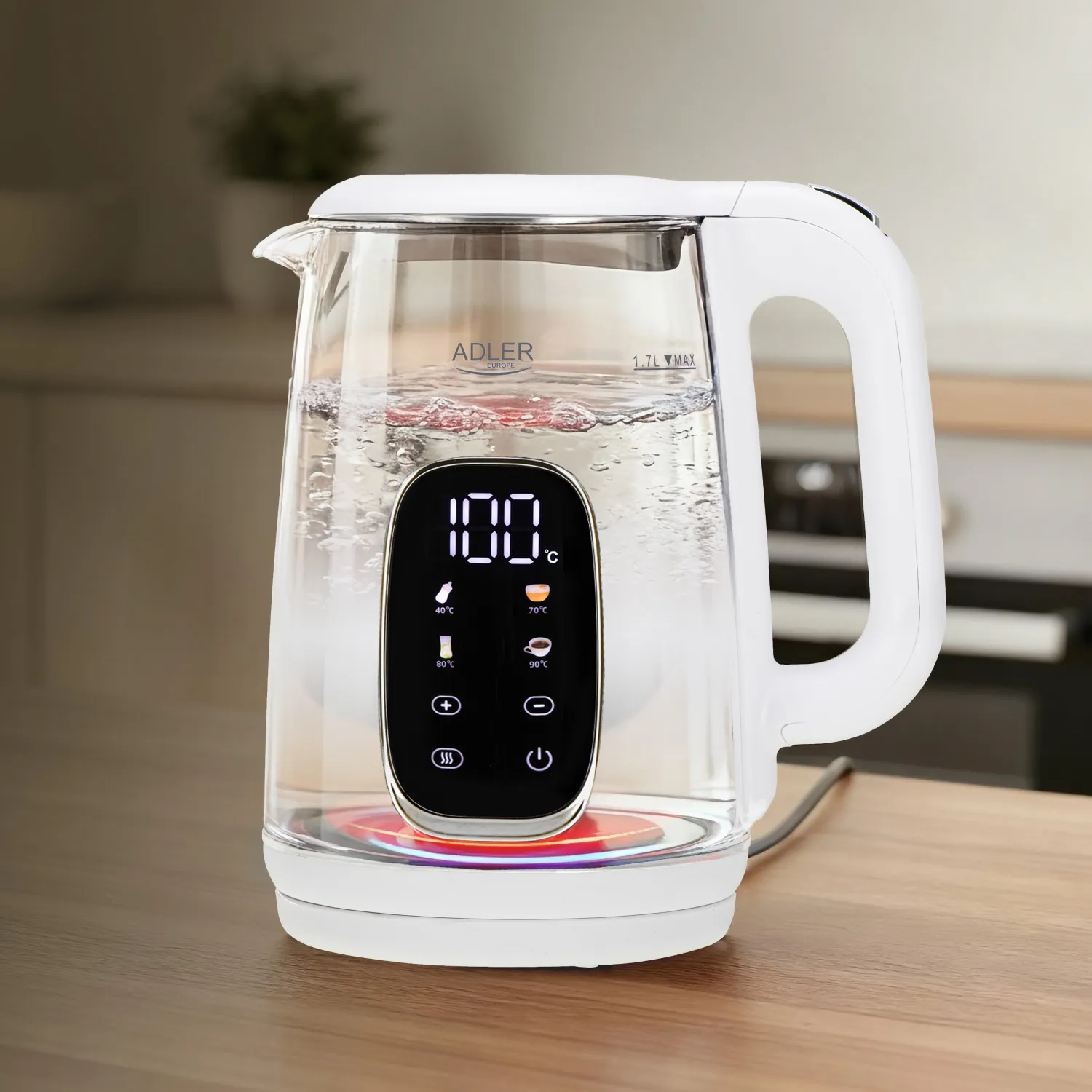 ADLER AD 1305 kettle, 1.7L, 2200W, White/Silver