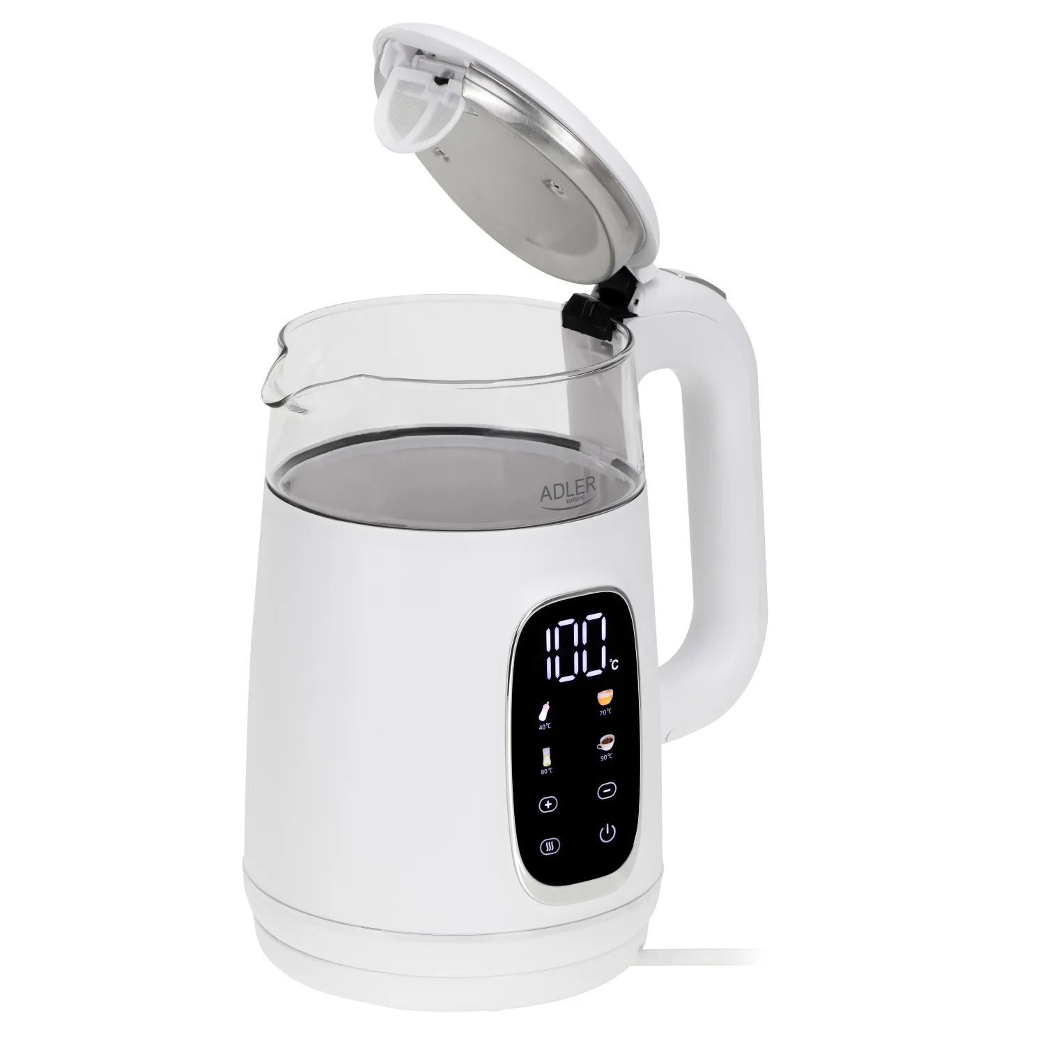 ADLER AD 1305 kettle, 1.7L, 2200W, White/Silver