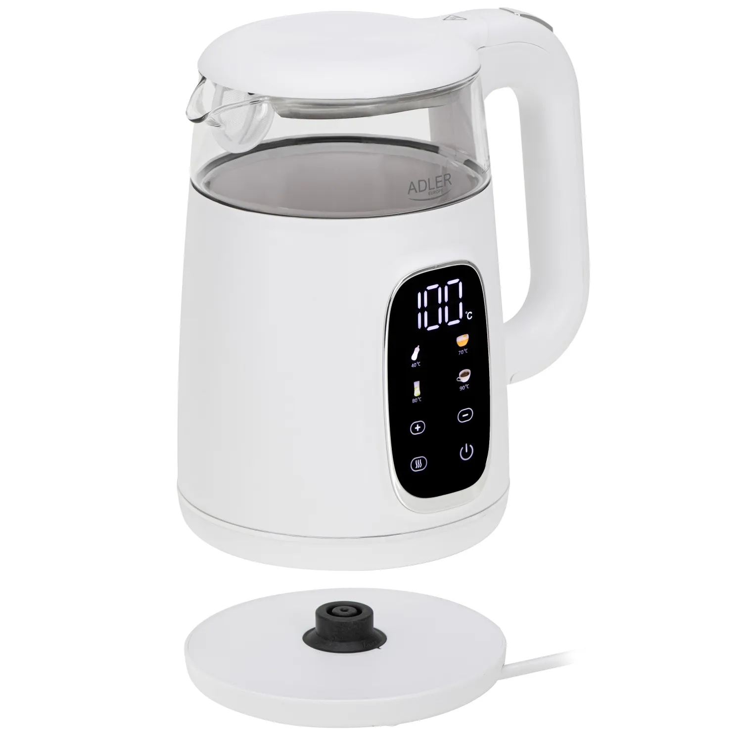 ADLER AD 1305 kettle, 1.7L, 2200W, White/Silver