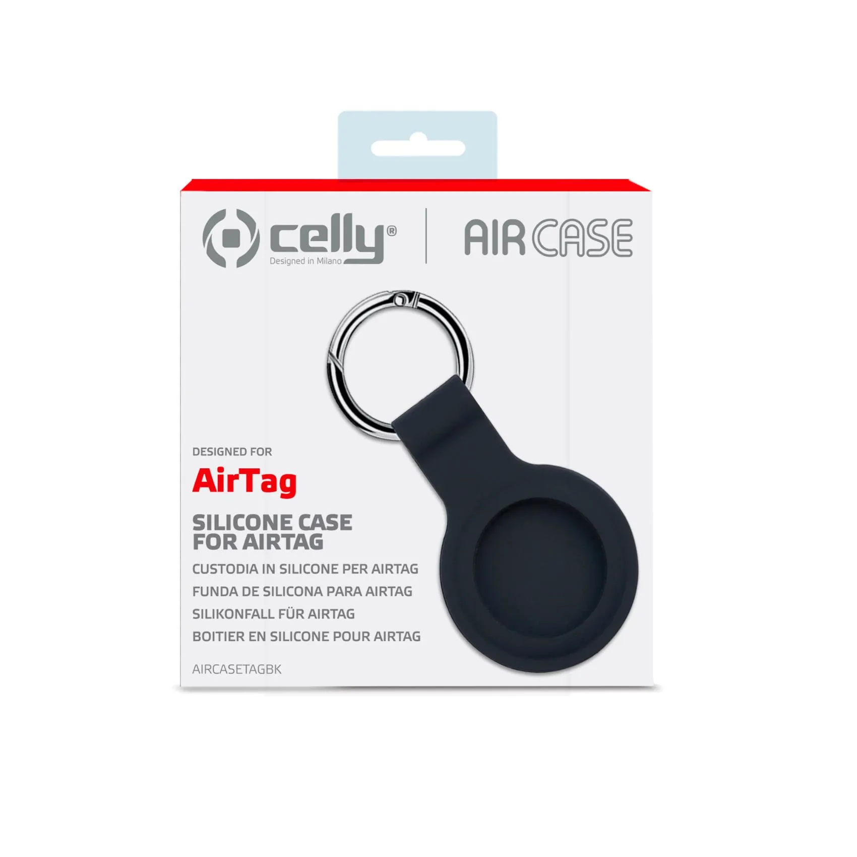 Celly AirCase, AirTag - keychain, Black