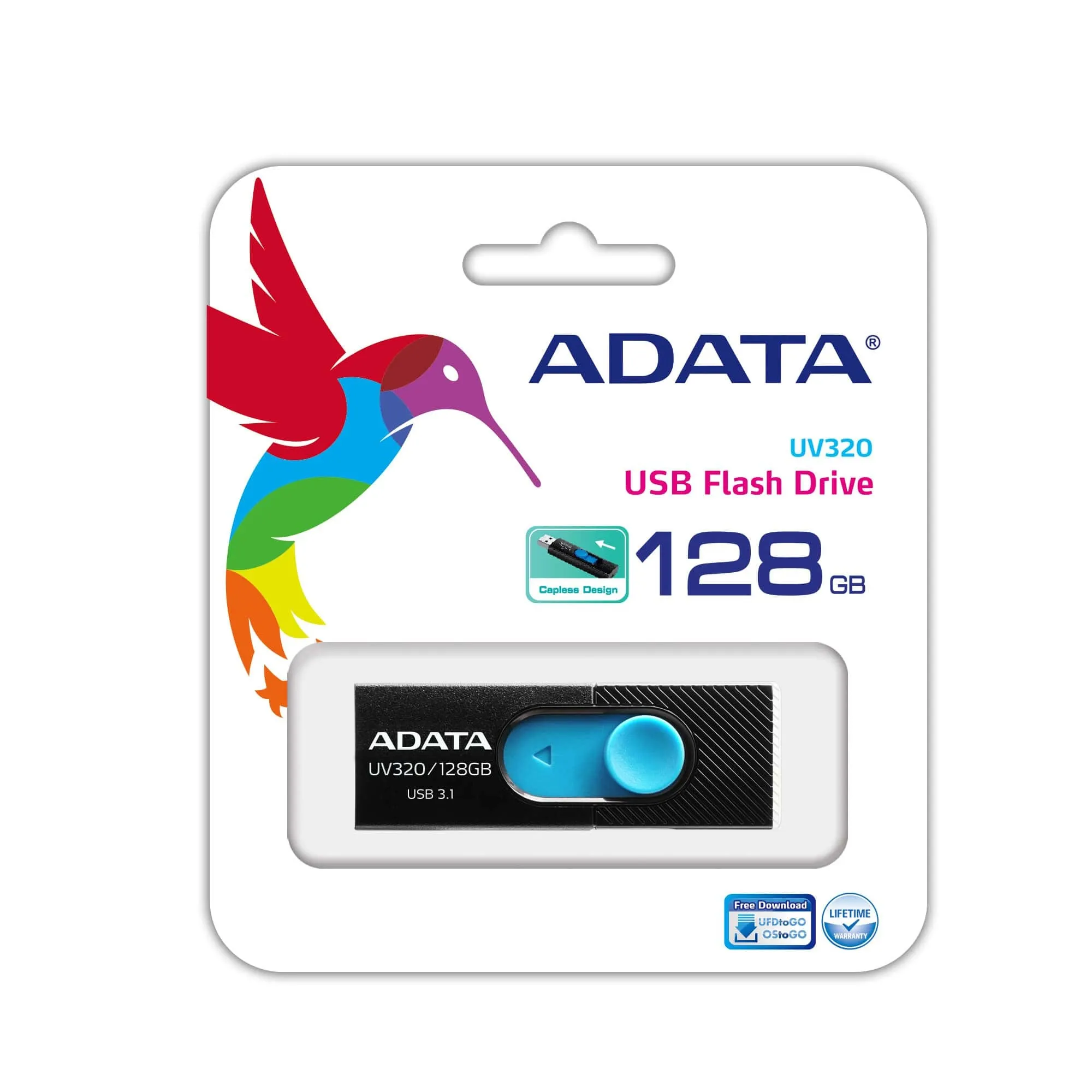 A-Data 128GB UV320 USB 3.1 - memory stick, Black/Blue