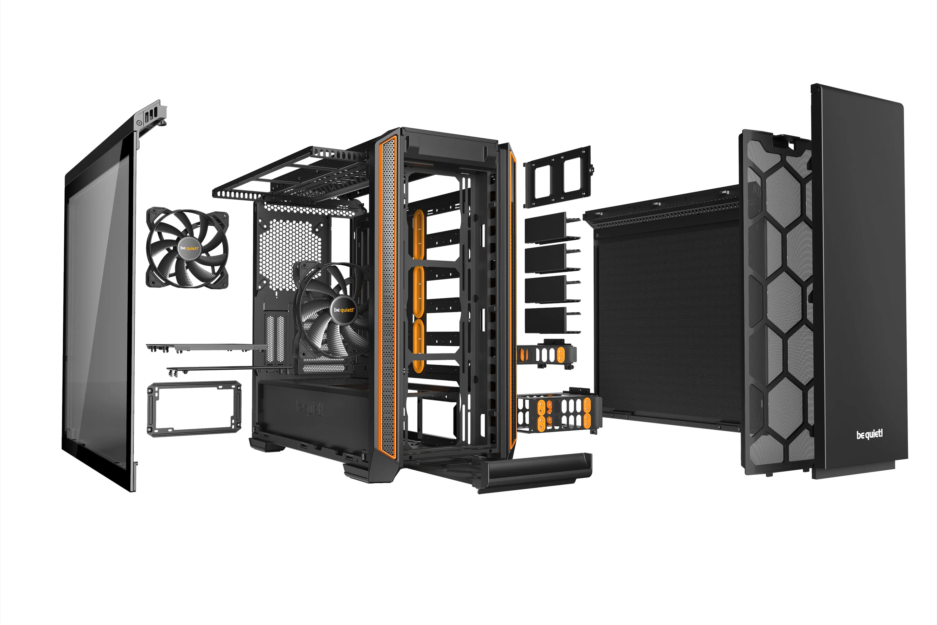 be quiet! Silent Base 601 Window - Mid Tower case, window, Black, Orange