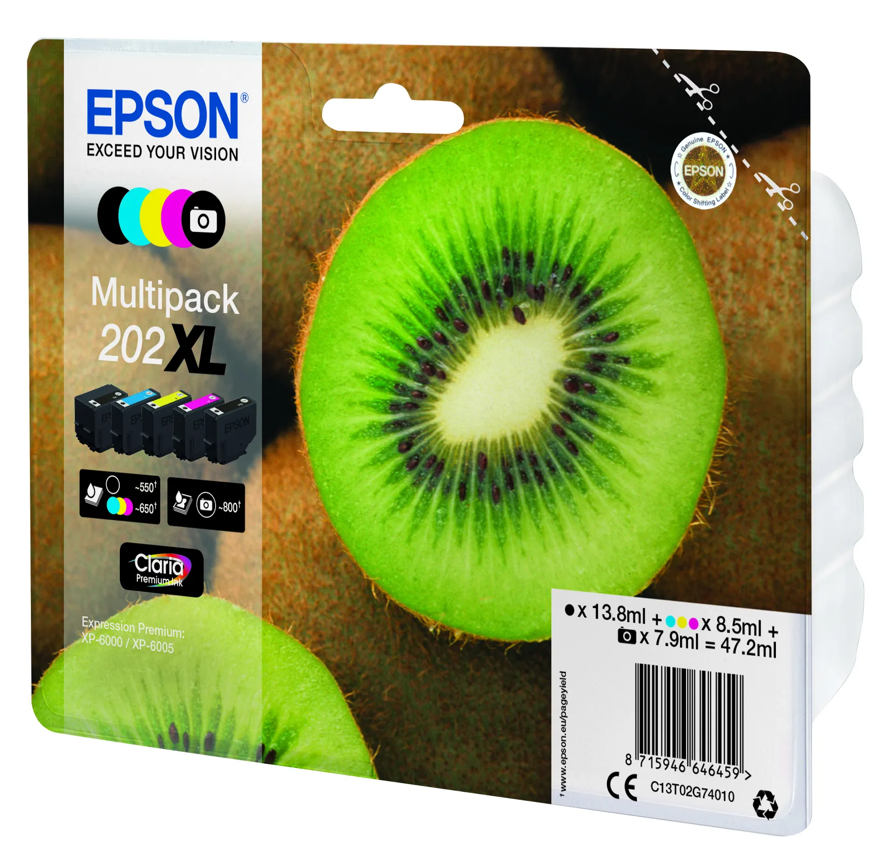 Epson 202XL -mustekasettipakkaus, moniv&auml;rinen, 5 kpl