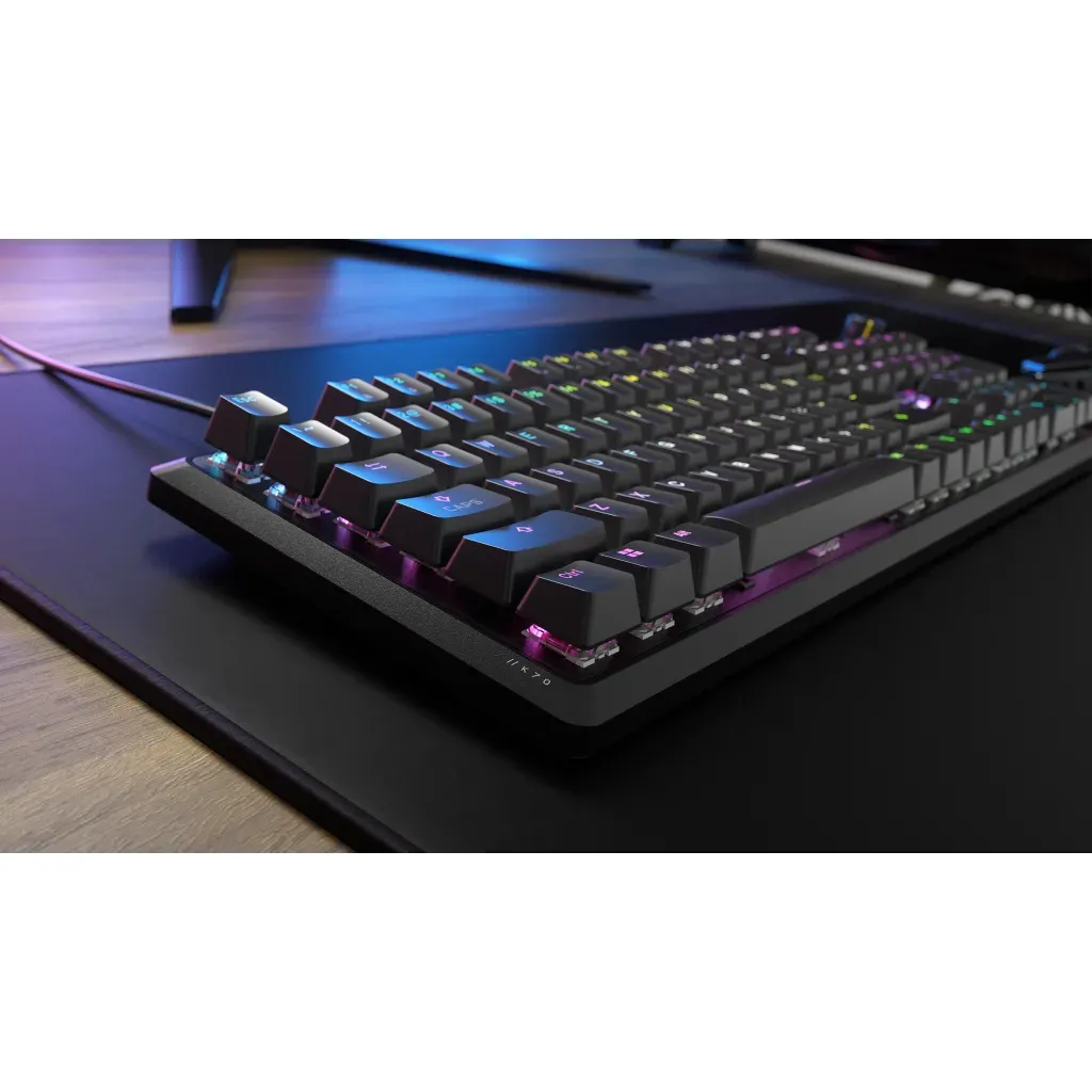 Corsair K70 CORE RGB, Red Linear Switch - gaming keyboard + wrist rest, black