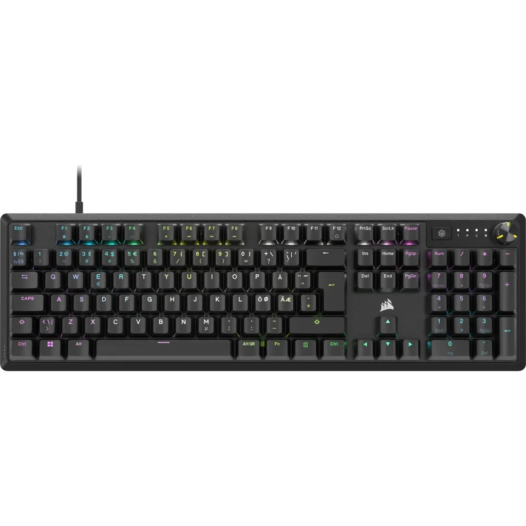 Corsair K70 CORE RGB, Red Linear Switch - gaming keyboard + wrist rest, black