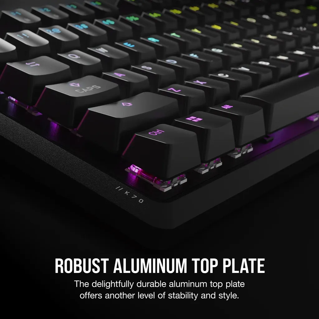 Corsair K70 CORE RGB, Red Linear Switch - gaming keyboard + wrist rest, black