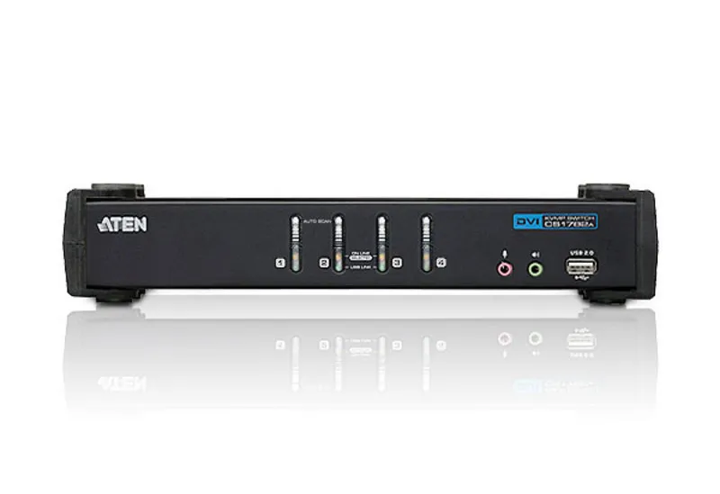 ATEN KVM-switch, 1 konsol styr 4 datorer, DVI/USB, 2 extra USB-portar