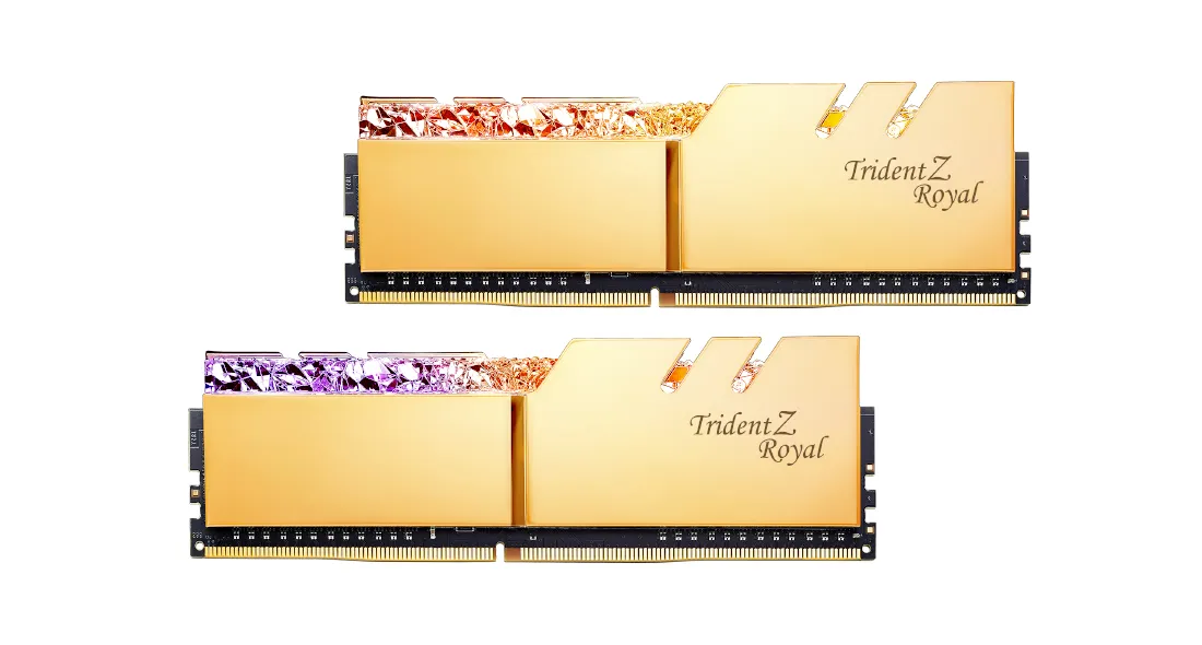 G.SKILL Trident Z Royal RGB 64GB (8 x 8GB) DDR4 3600 MHz, CL14 Memory, Gold (XMP)