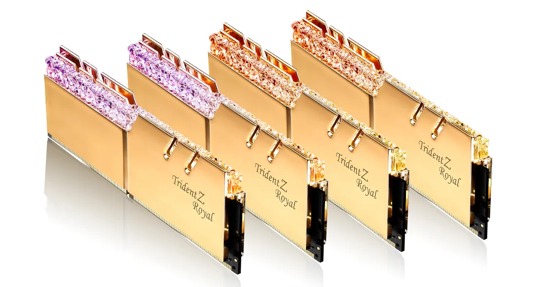 G.SKILL Trident Z Royal RGB 64GB (8 x 8GB) DDR4 3600 MHz, CL14 Memory, Gold (XMP)
