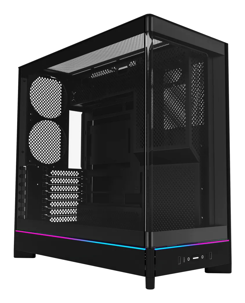MONTECH HS02 -miditornikotelo ikkunalla ja RGB-valaistuksella, musta / valkoinen