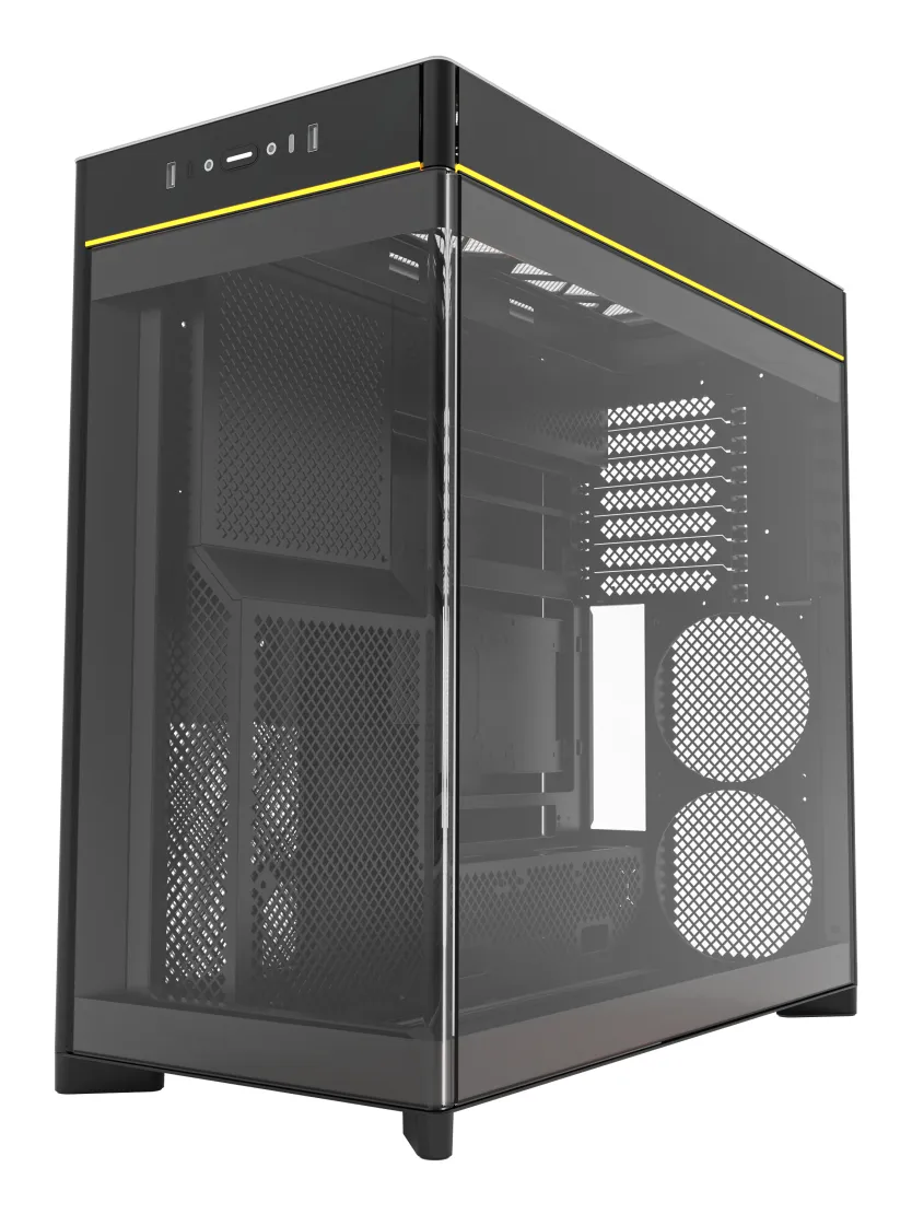 MONTECH HS02 -miditornikotelo ikkunalla ja RGB-valaistuksella, musta / valkoinen