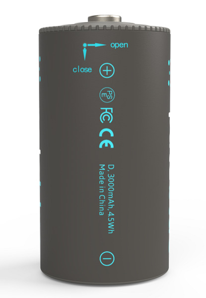 Pale Blue Li-Ion Rechargeable C Battery 2 pack of C Cell with 2x1 charging cable