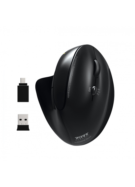 Port Designs PD-900706-BT Wireless Ergonomic Mouse, Black