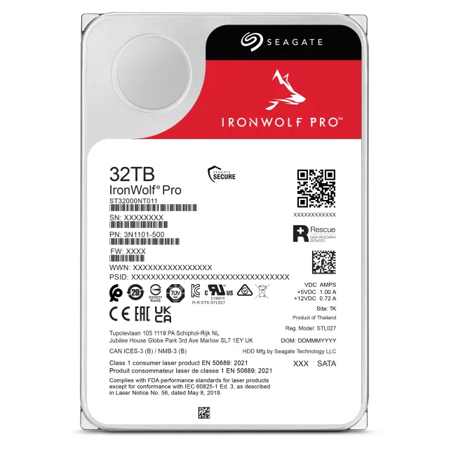 Seagate IronWolf Pro 3.5" 32TB, 7200 RPM, 512MB, 550 WRL, SATA III Hard Drive for NAS