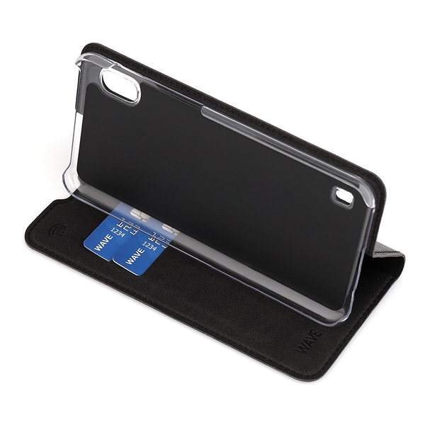 Black WAVE Book Case, Samsung Galaxy A10
